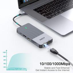MCY USB-C 12 Ports Multifunctional Converter - Grey