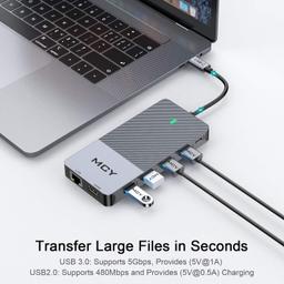 MCY USB-C 12 Ports Multifunctional Converter - Grey