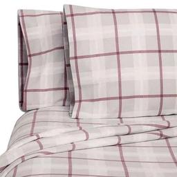 Member's Mark 100% Cotton 6pc Flannel Sheets Queen Set - Gray Red Plaid