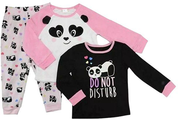 Member's Mark  Girls Favorite Pajamas Panda 2T - Black/Pink/White - Brand New