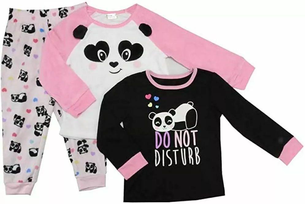 Member's Mark  Girls Favorite Pajamas Panda (Size 6) - Black/Pink/White - Brand New