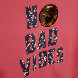 Member's Mark Girls Sweater No Bad Vibes 14/16 - Hot Pink