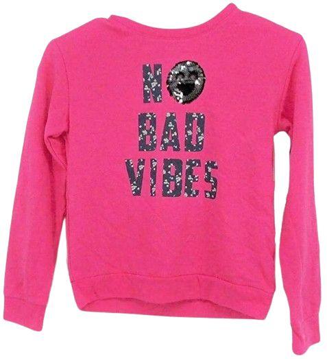Member's Mark  Girls Sweater No Bad Vibes 6/6x - Hot Pink - Brand New
