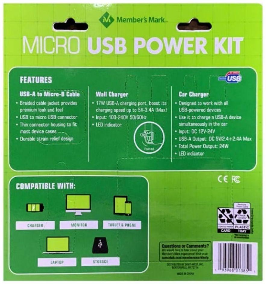 Member's Mark Micro USB Power Kit - Grey