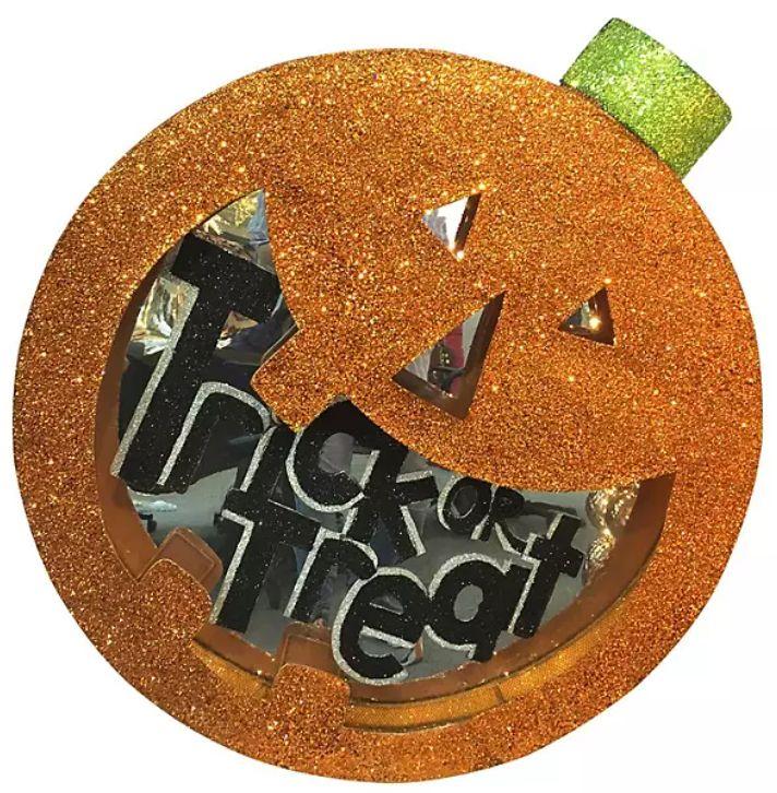 Member's Mark  Pre-Lit Jack-O-Lantern Glitter Decor - Orange - Brand New