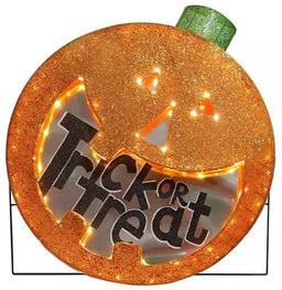 Member's Mark Pre-Lit Jack-O-Lantern Glitter Decor - Orange