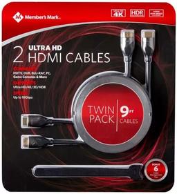 Member's Mark Premium 2 Ultra HD HDMI Cables 9ft - Black