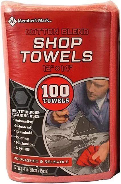 Member's Mark  Shop Towel 12" x 14" (100pck)  - Red - Over Stock