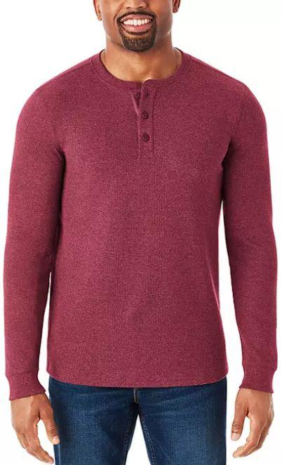 Member's Mark  Thermal Henley - Port Heather - M - New With Tags