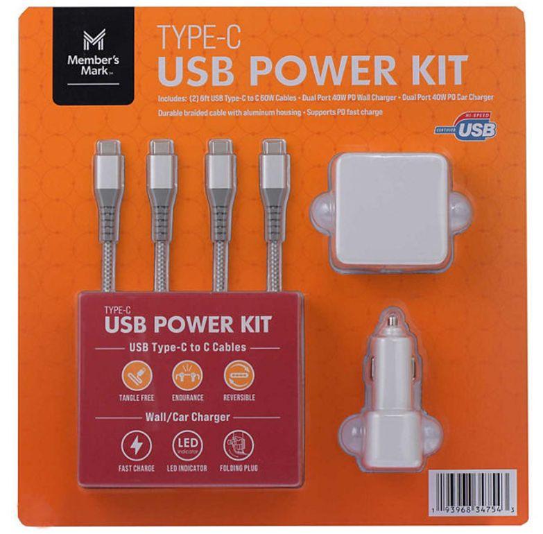 Member's Mark  Type-C USB Power Kit - Grey - Excellent