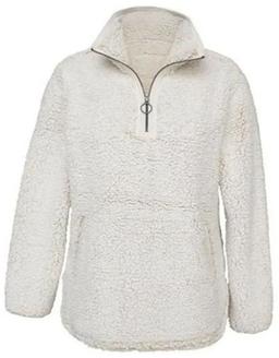 Member's Mark Women's Cozy Sherpa 1/4 Zip Pullover XL - Ivory
