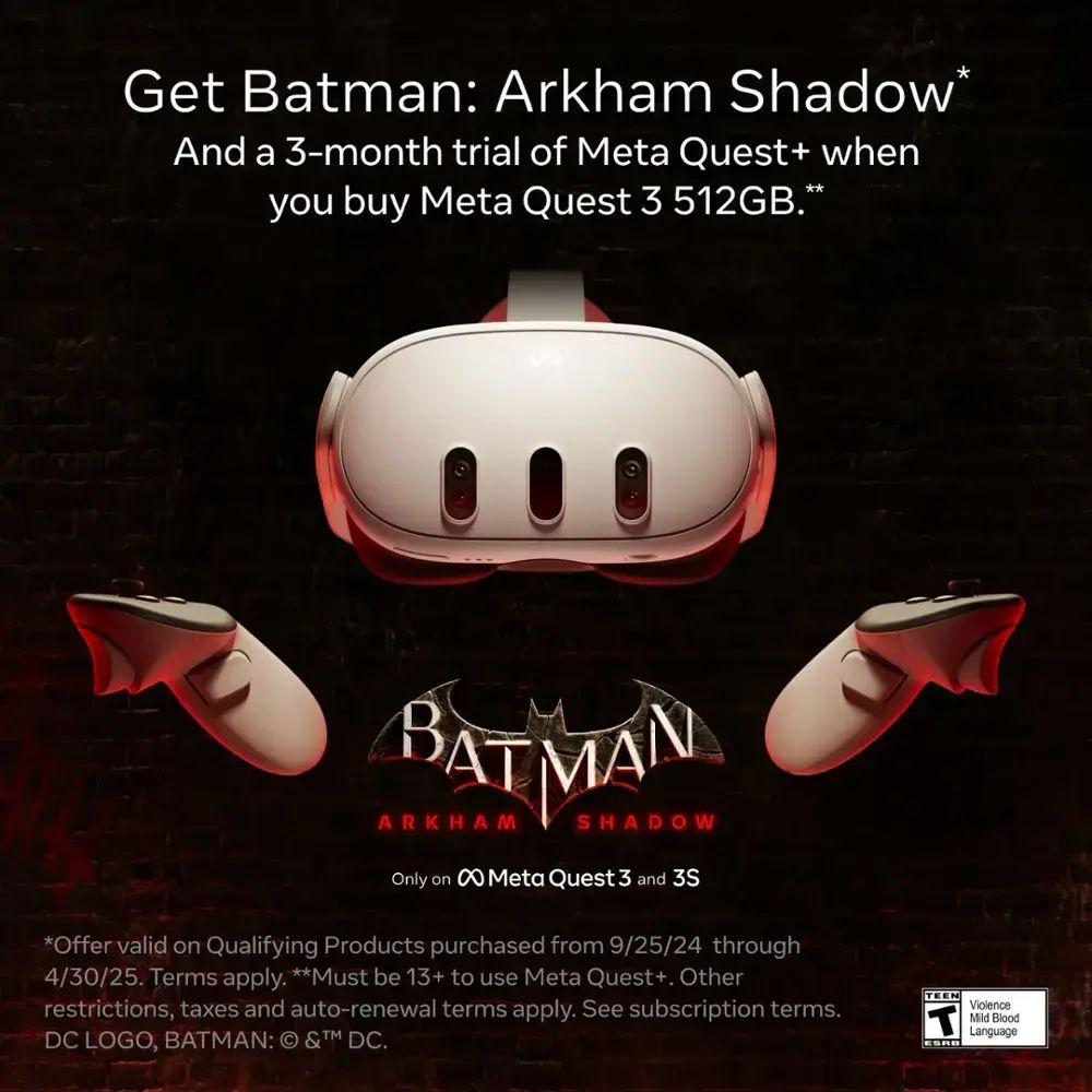 Meta Quest 3 Get Batman: Arkham Shadow VR - 512GB - White