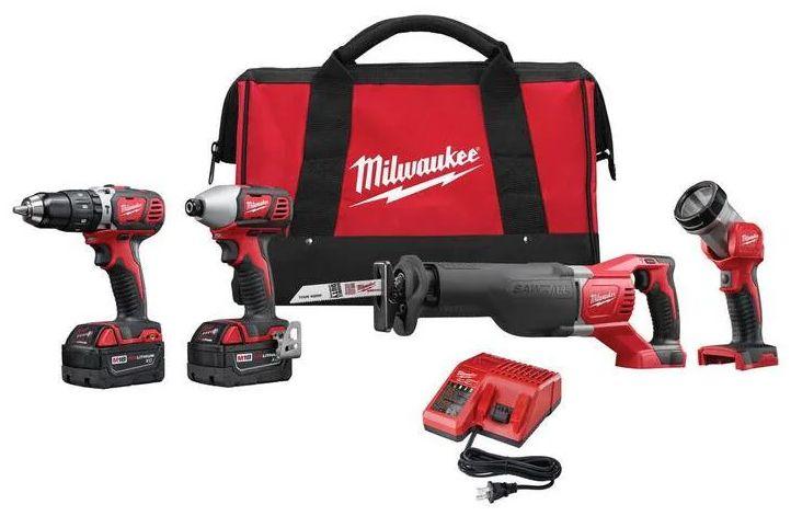 Milwaukee  2696-24 M18 Cordless 4-Tool Combo Tool Kit - Red/Black - Acceptable