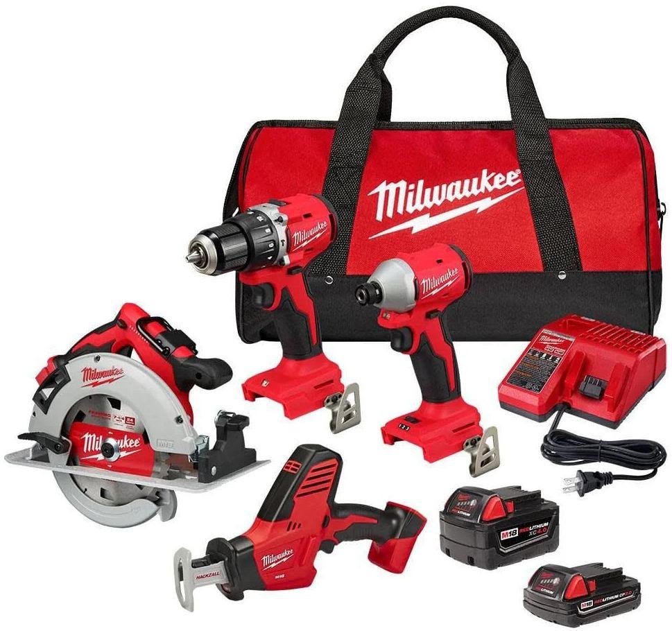 Milwaukee  3693-24CX M18 4-Tool Combo Kit - Red/Black - Acceptable