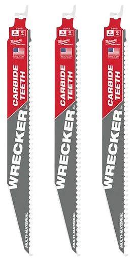 Milwaukee  48-00-5342 9" 6 TPI THE WRECKER with Carbide Teeth SAWZALL Blade 3PK - Grey - Excellent