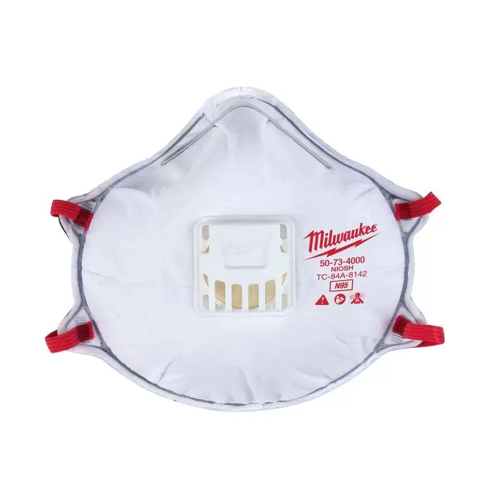 Milwaukee  48-73-4002 N95 Professional Multi-Purpose Valved Respirator with Gasket (3-Pack) - White - Excellent