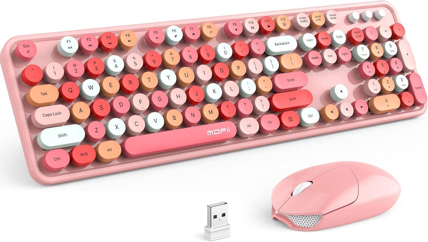 Mofii  Wireless Retro Punk Keyboard and Mouse - Sweet Pink - Excellent