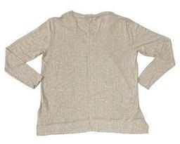 Mote Women's V-Neck Stretch Long Sleeve Ribbed Shirt L - Marled Oatmeal