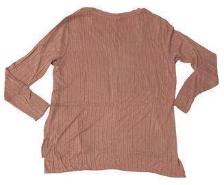 Mote Women's V-Neck Stretch Long Sleeve Ribbed Shirt M - Rose Pink