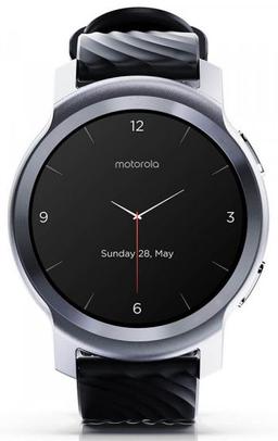 Motorola Moto Watch 100 - 42mm - Glacier Silver Aluminum Case with Black Silicon Silicon Band