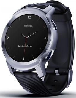 Motorola Moto Watch 100 - 42mm - Glacier Silver Aluminum Case with Black Silicon Silicon Band