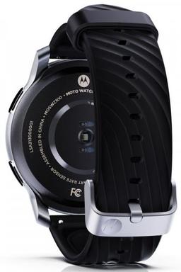 Motorola Moto Watch 100 - 42mm - Glacier Silver Aluminum Case with Black Silicon Silicon Band