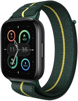Motorola Moto Watch Fit - 48.26mm - Black Aluminum Case with Pantone Trekking Green Fabric Fabric Band