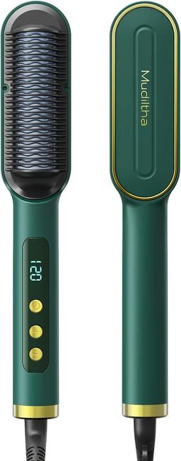 Mudiiltha Negative Ion Hair Straightening Brush - Green