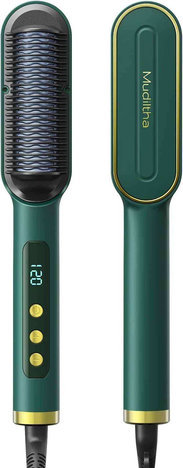 Mudiiltha  Negative Ion Hair Straightening Brush - Green - Premium