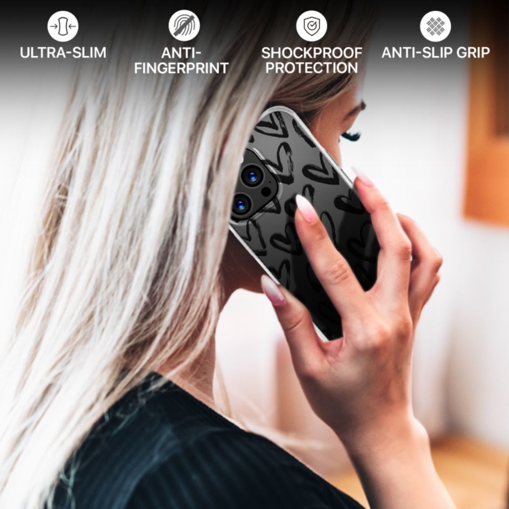 MyBat Pro Mood Series Phone Case for iPhone 13 Pro - Black Hearts - Brand New