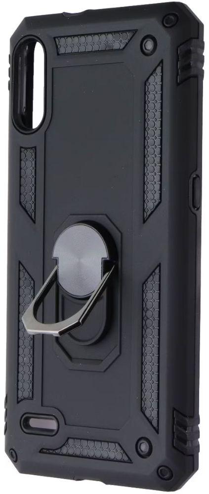 Mybat Rugged Phone Case with Ring Stand for LG K22 - Black - Brand New