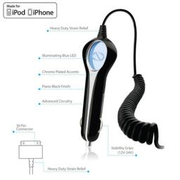 NAZTECH Rapid Car Charger for Apple iPod/iPhone 4 - Piano Black - Brand New