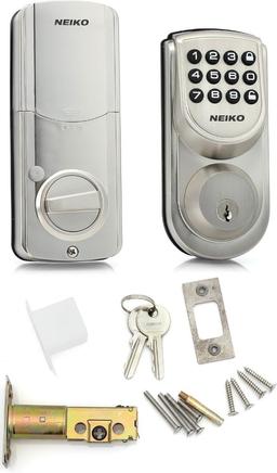 Neiko 52909A Keyless Electronic Deadbolt Door Lock - Brushed Silver