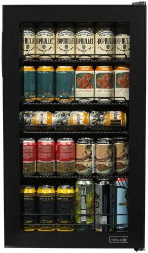 Newair “Beers of the World” Custom Designed Freestanding 126 Can Beer Fridge with SplitShelf AB-1200BC1