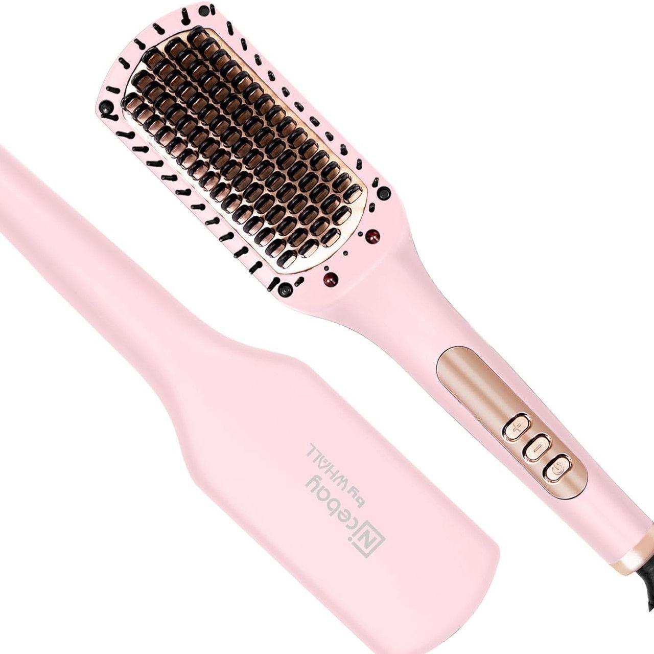 Nicebay HS-101 Hair Straightener Brush - Pink/yellow