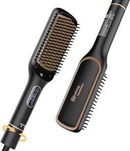 Nicebay HS-225 Hair Straightener Brush - Black/Gold