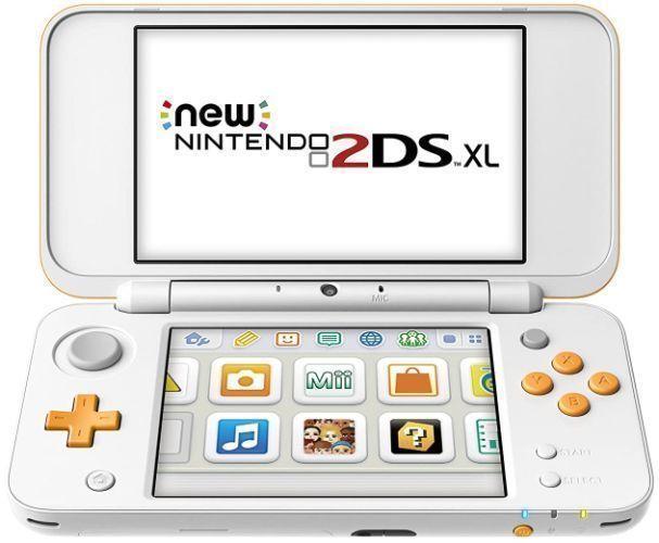 Nintendo New 2DS XL Handheld Gaming Console 4GB in White+Orange Mario Kart 7 in Excellent condition