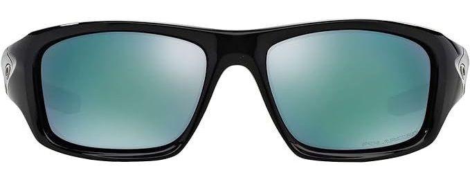 Oakley  Men's OO9236 Valve Rectangular Sunglasses - Polished Black Frame/Deep Blue Polarized - Excellent
