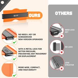 Ocikry Contour Gauge 10"  Adjustable Lock - Orange