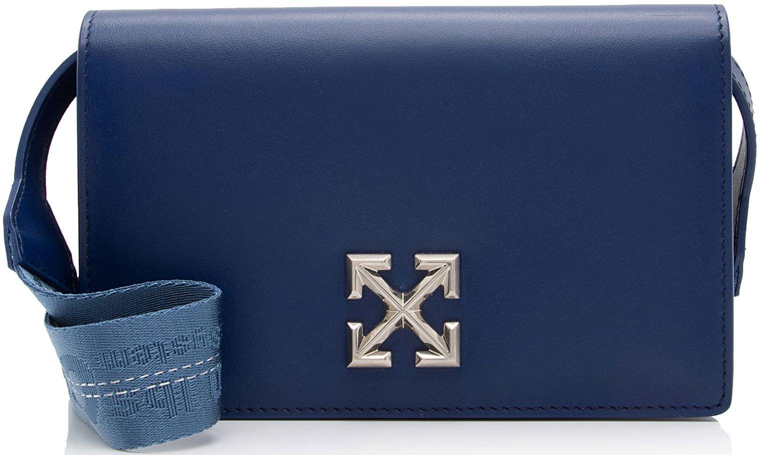 Off-White  Leather Jitney 0.5 Flap Bag - Blue - Leather - Excellent