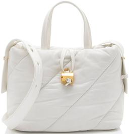 Off-White Leather Nailed Zipped Tote - Leather - White