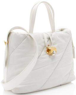Off-White Leather Nailed Zipped Tote - Leather - White