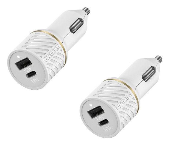 OtterBox  USB-A 12W to USB-C 18W Car Charger (Two Pack) - Cloud Dust - Premium