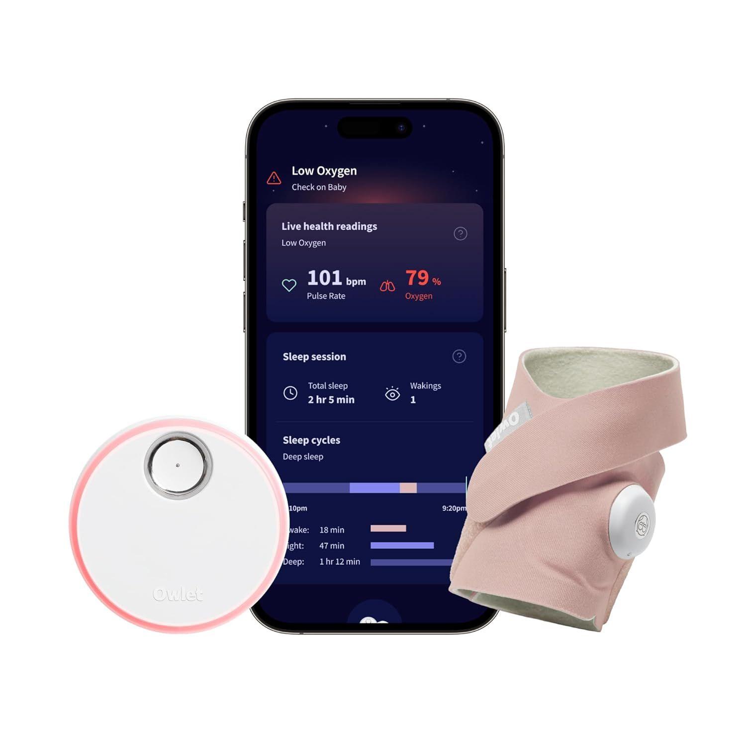 Owlet  Dream Sock FDA Cleared Smart Baby Monitor - Dusty Rose - Excellent