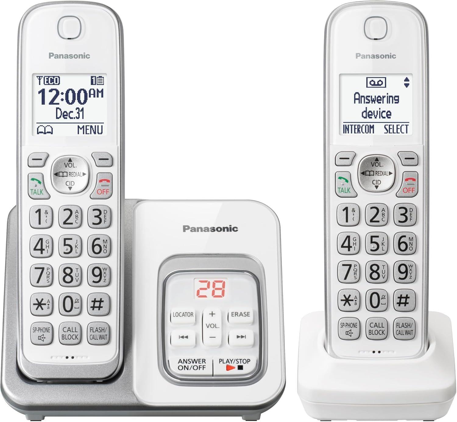 Panasonic  KX-TGD532W Cordless Phone System  - White/Silver - Excellent