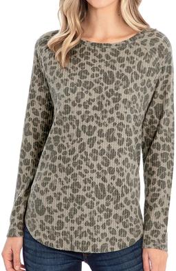 Peace & Pearls Women's Waffle Knit Tunic S - Leopard