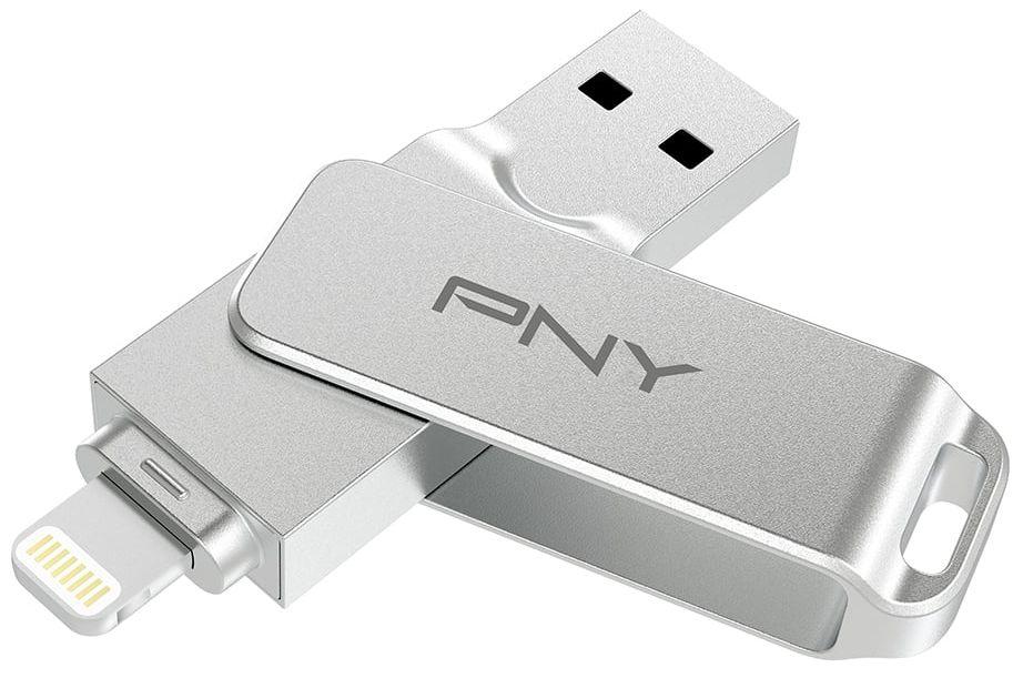 PNY  Duo Link iOS USB 3.2 Dual Flash Drive - 64GB - Silver - Excellent
