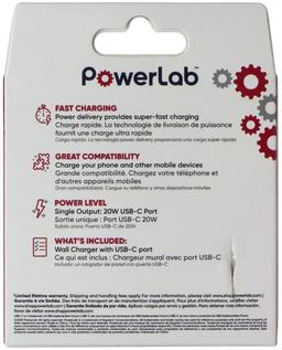PowerLab 20W USB-C Wall Charger with Power Delivery - White