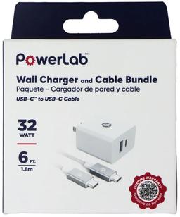 PowerLab 32W Wall Charger and 6-Ft USB-C to USB-C Cable - White