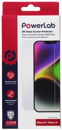 PowerLab HD Glass Screen Protector for iPhone 14/13 - Clear